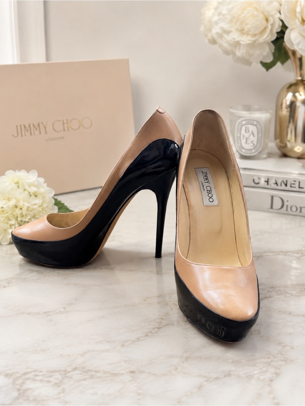 Jimmy Choo Nude Black Colorblock Platform Pumps IT 41 US 11